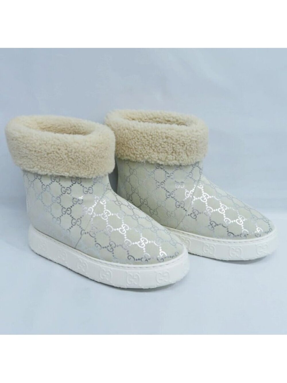 Gucci Boots Merino Wool 36.5 Grey Silver Shoes - Picture 2 of 10